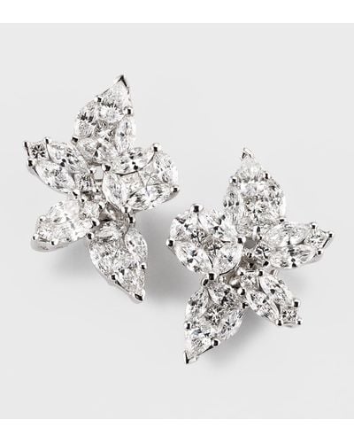Zydo 18k White Gold Diamond Cluster Earrings, 2.12tcw - Metallic