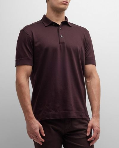 Zegna Cotton Pique Polo Shirt - Purple
