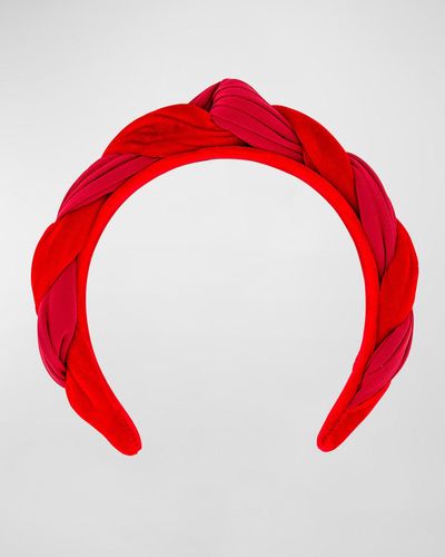 Alexandre De Paris Twisted Knot Velvet Headband - Red