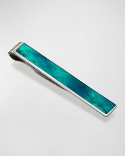 M-clip Teal Mother-of-pearl Tie Bar - Blue