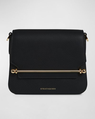 Strathberry Ace Mini Flap Leather Crossbody Bag - Black