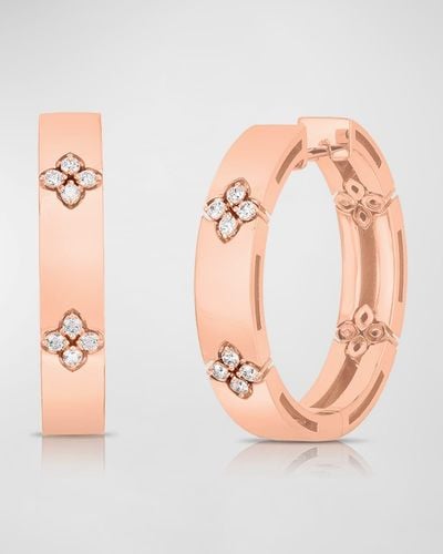 Roberto Coin Love In Verona 18k Rose Gold Diamond Huggie Earrings, 24mm - Pink