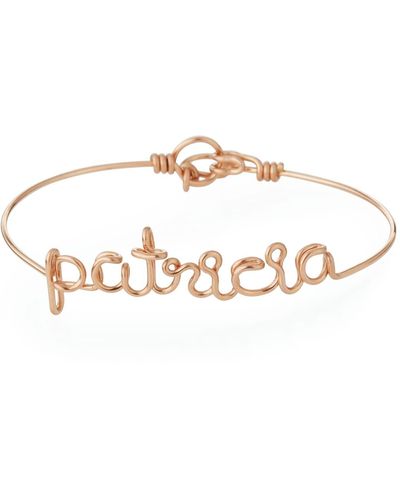 Atelier Paulin Personalized 10-Letter Wire Bracelet, Rose Fill - White