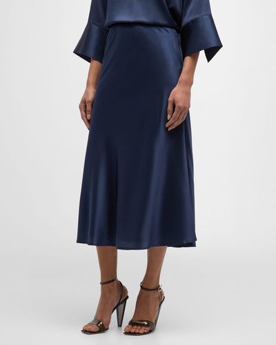 Dea Kudibal Ady Bias-Cut Silk Twill Midi Skirt - Blue