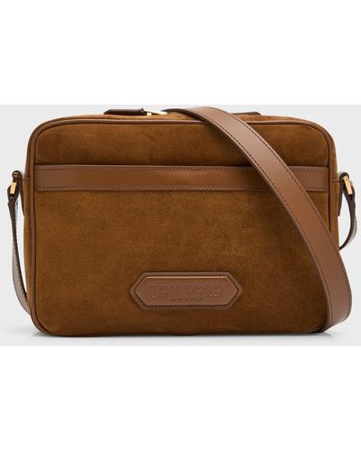 Tom Ford Small Suede Crossbody Bag - Brown