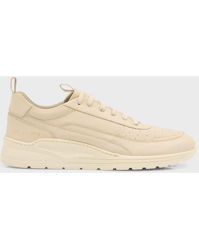 Common Projects Track 90 Leather Low-Top Sneakers - Natural