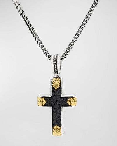 Konstantino Two-Tone Cross Pendant - White