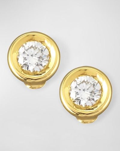 Roberto Coin 18k Gold Diamond Solitaire Stud Earrings - Metallic