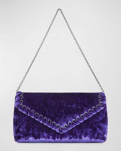 Rebecca Minkoff Whip Velvet Envelope Clutch Bag - Purple