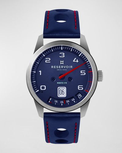 Reservoir Gt Tour Stainless Steel/Cutout Leather Watch - Blue