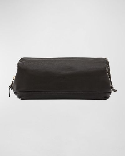 Il Bisonte Leather Travel Toiletry Case - Black