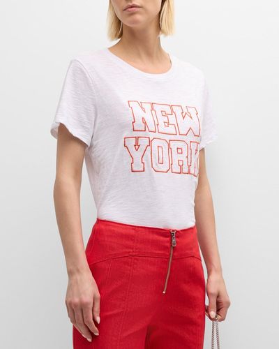 Cinq À Sept Chain Stitch Paris New York Tee - Red