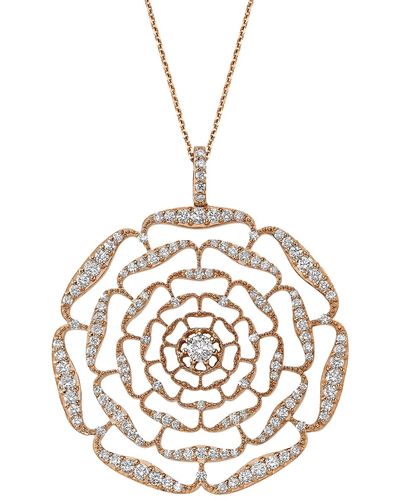 BeeGoddess Rosa Mundi 14k Open Diamond Pendant Necklace - Metallic