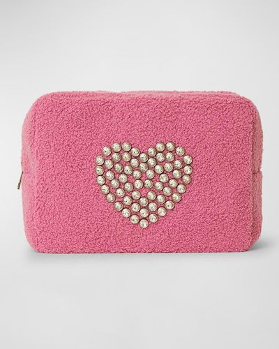 BTB Los Angeles Heart Crystal Cosmetic Bag - Pink