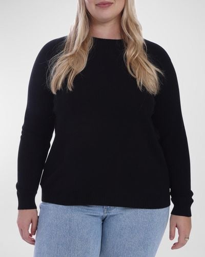 Minnie Rose Plus Size Cashmere Crewneck Sweater - Black