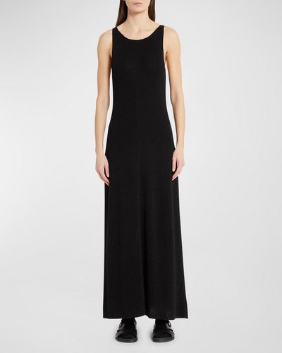 The Row Fleet Sleeveless Linen Knit Maxi Dress - Black