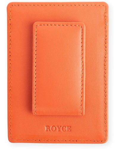 ROYCE New York Magnetic Money Clip Wallet, Personalized - Orange