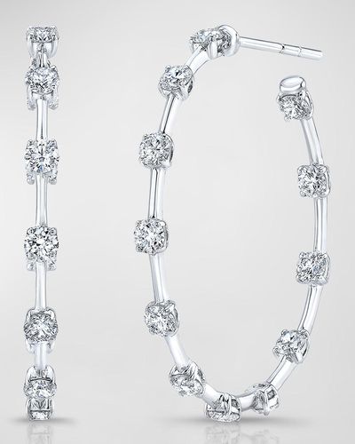 Rahaminov Diamonds 18K 24 Round Diamond Bar Hoop Earrings, 1.5"L - Gray