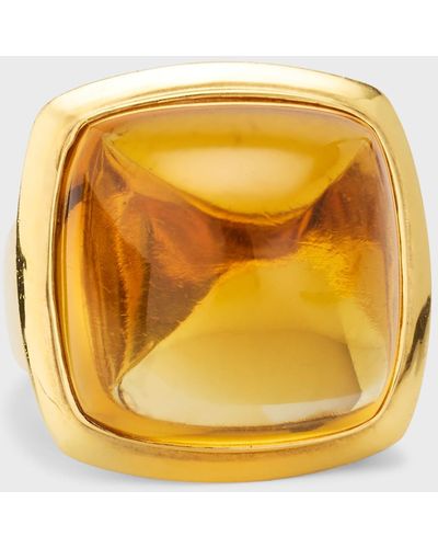 Piranesi 18K Sugarloaf Citrine Ring, Size 6.5 - Metallic