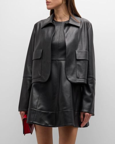 Alexis Peri Vegan Leather Jacket - Gray