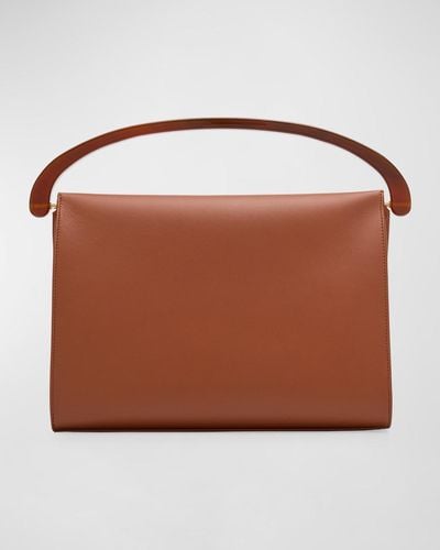 Dries Van Noten Crisp Leather Top-Handle Bag - Brown