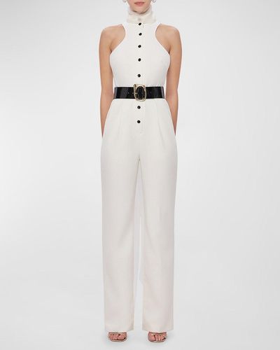 LEO LIN Anabella Sleeveless Belted Jumpsuit - White
