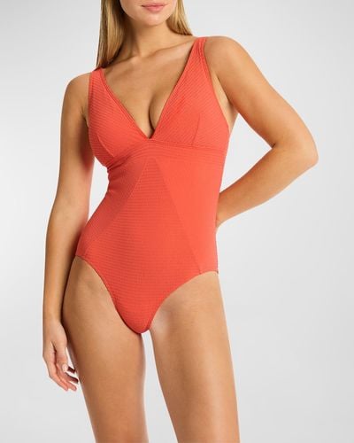 Sea Level Messina Panel Line Multifit One Piece - Red