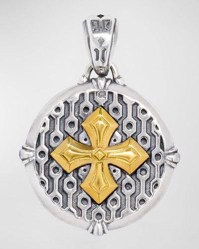 Konstantino Arc Round Cross Pendant - Metallic