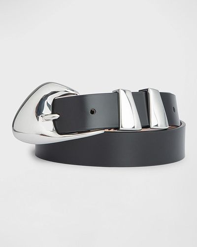 BY FAR Moore Semi-patent Leather Belt - Black