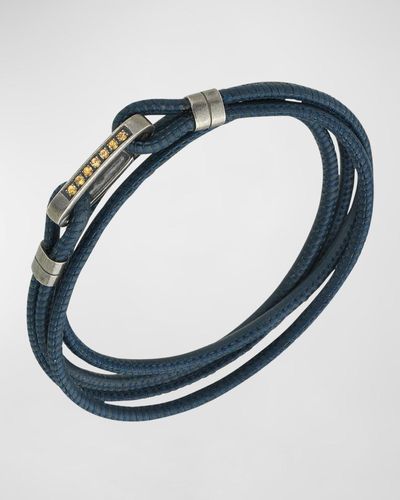 Marco Dal Maso Lash Multi Wrap Smooth Leather Bracelet - Blue