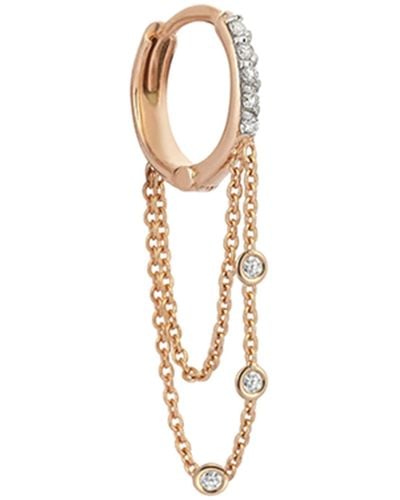 Kismet by Milka Colors 14K Rose Triple-Chain Hoop Earring With Champagne Diamonds - Metallic