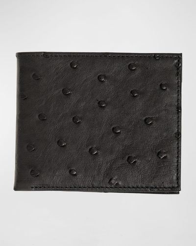 Abas Ostrich Bi-fold Wallet - Black