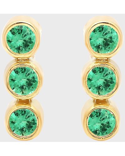 Jennifer Meyer 18k Gold Three Bezel-set Drop Earrings - Green