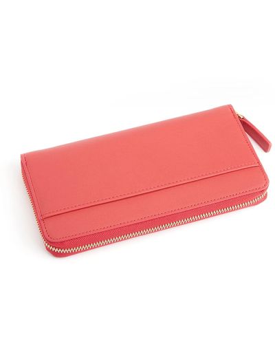 ROYCE New York Rfid Blocking Continental Wallet, Personalized - Red