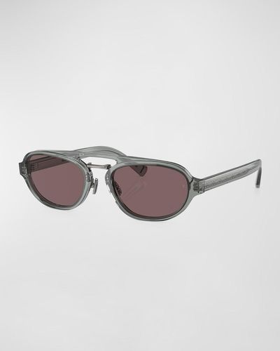 Brunello Cucinelli Acetate Oval Sunglasses - Gray