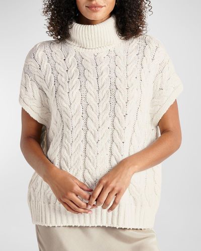 Splendid Abbott Short-sleeve Cashblend Cable Sweater - Natural