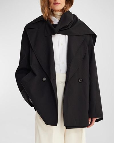 Rohe Tailored Wool Scarf Jacket - Black