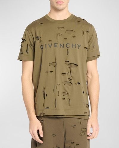 Givenchy Destroyed Double-Layer T-Shirt - Green