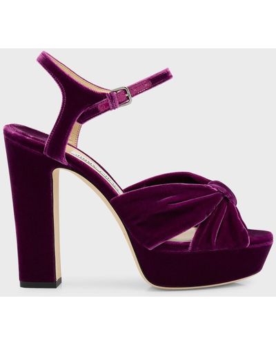 Jimmy Choo Heloise Ankle-Strap Platform Sandals - Purple