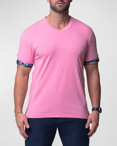 Maceoo Vivaldi V-neck T-shirt - Pink