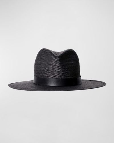 Janessa Leone Simone Packable Fedora Hat - Black