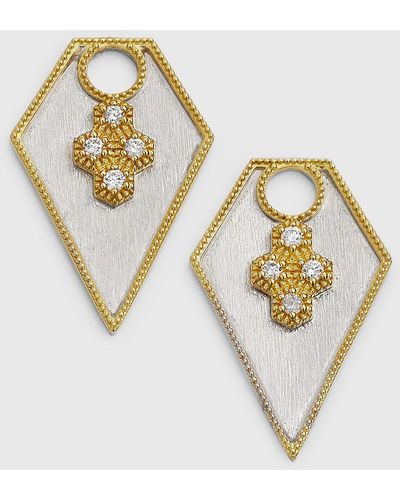 Jude Frances Mixed Metal Shield Earring Charms With Diamonds - Metallic