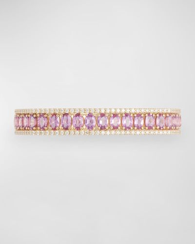 Miseno Procida 18k Yellow Gold Diamonds And Pink Sapphire Bangle Bracelet
