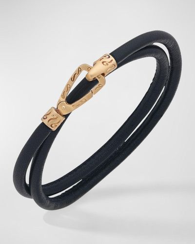 Marco Dal Maso Lash Double Wrap Smooth Leather Bracelet - Blue