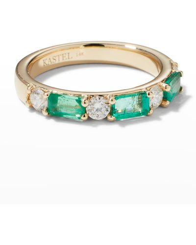 Kastel Jewelry 14k Emerald And Diamond Band Ring, Size 7 - Green