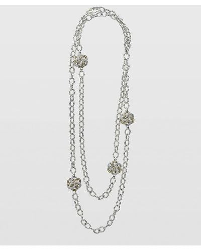 Lagos Love Knot Two-Tone 12Mm Station Necklace - White