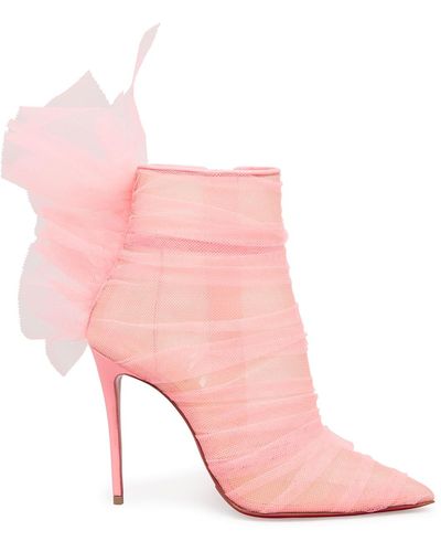 Christian Louboutin Libellibooty Mesh Red Sole Stiletto Booties - Pink