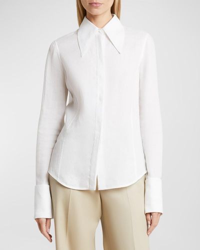 Gabriela Hearst Albruna Button Down Linen Shirt - White