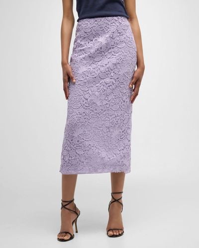 Carolina Herrera Lace Midi Skirt - Purple