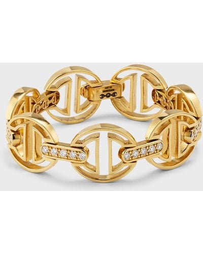 Hoorsenbuhs 18k Yellow Gold Mmv Medium Bracelet With Diamond Bridges - Metallic